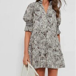 HYACINTH HOUSE Tuckernuck XL Brown Floral Sawyer Mini Dress Pomander Place